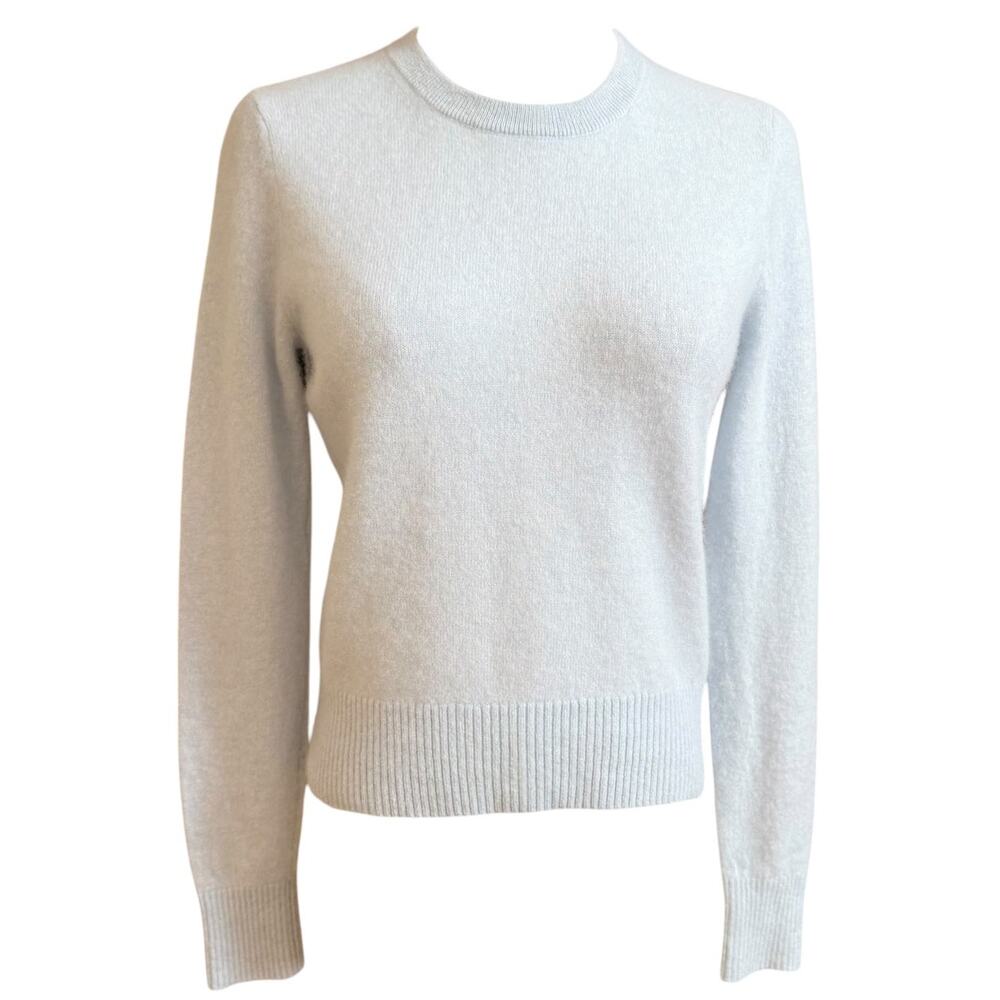 White + Warren Women's M 100% Cashmere Crewneck Sweater Light Blue Quiet Luxury - Picture 3 of 8